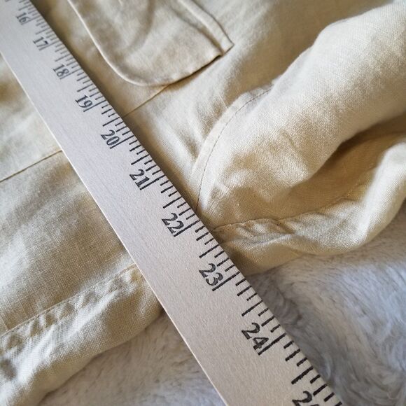Ann Taylor 100% Linen Shirt Womens Size Medium Tan Long Sleeve - Picture 6 of 7